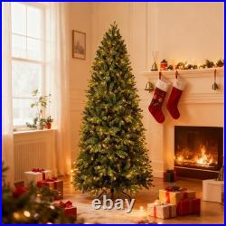 6 FT Prelit Artificial Skinny Christmas Tree with1032 PE&PVC Branch Tips 300 Light
