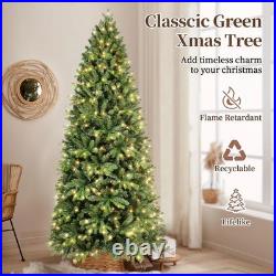 6 FT Prelit Artificial Skinny Christmas Tree with1032 PE&PVC Branch Tips 300 Light