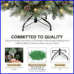 6 FT Prelit Artificial Snow Tips Christmas Tree With 300 Lights 66 Pinecones