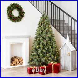 6 FT Prelit Artificial Snow Tips Christmas Tree With 300 Lights 66 Pinecones
