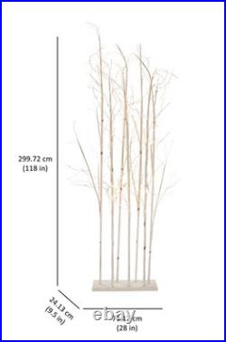 6 Ft/9.8 Ft H LED White Birch Trees on Wood Base Christmas Decor Indoor Only