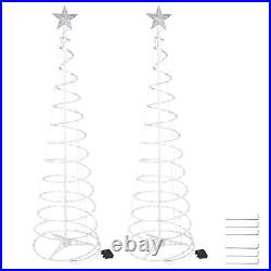 6 Ft Lighted Spiral Christmas Tree Light Cool White 182 LED Outdoor Decor 2 Pack