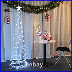 6 Ft Lighted Spiral Christmas Tree Light Cool White 182 LED Outdoor Decor 2 Pack