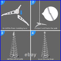 6 Ft Lighted Spiral Christmas Tree Light Cool White 182 LED Outdoor Decor 2 Pack