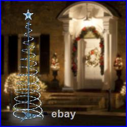 6 Ft Lighted Spiral Christmas Tree Light Cool White 182 LED Outdoor Decor 2 Pack