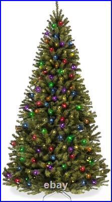 6 Ft Pre-Lit Blue Fir Artificial Christmas Tree 600 Multi Color LED Lights