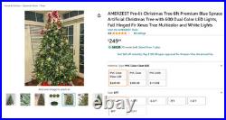 6 Ft Pre-Lit Blue Fir Artificial Christmas Tree 600 Multi Color LED Lights