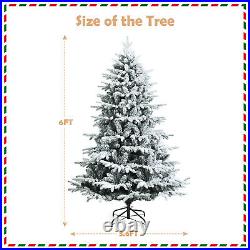 6 Ft Snow Flocked Christmas Tree Artificial Tree with 260 LED Lights & 1415Tips