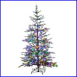 6' Pre-Lit Artificial Natural Fresh Cut Fir Christmas Tree, Color LED Dewdrop
