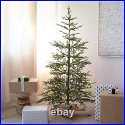 6' Pre-Lit Artificial Natural Fresh Cut Fir Christmas Tree, Color LED Dewdrop