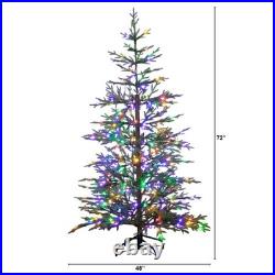 6' Pre-Lit Artificial Natural Fresh Cut Fir Christmas Tree, Color LED Dewdrop