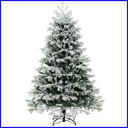 6' Pre-Lit Christmas Tree Snow Flocked Hinged Xmas Decoration with 350 Lights