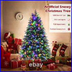 6' Pre-Lit Snowy Christmas Hinged Tree 11 Flash Modes with 350 Multi-Color Lights