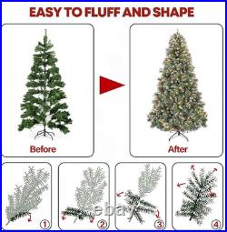 6 ft Lighted Frosted Christmas Tree Artificial Pine Christmas Tree