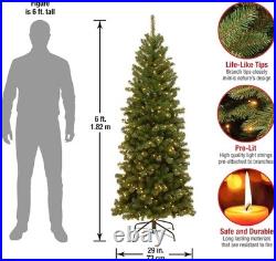 6 ft Pre-Lit Artificial Christmas Tree Green Slim Pine with 636 Tips Lights