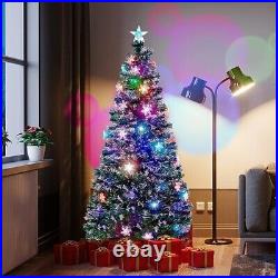 6 ft Pre-Lit Optical Fiber Christmas Artificial Tree with LED RGB Color Lights