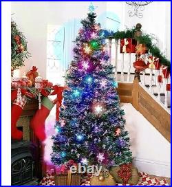 6 ft Pre-Lit Optical Fiber Christmas Artificial Tree with LED RGB Color Lights