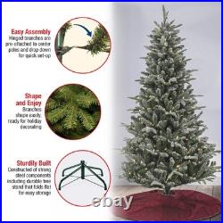 6 ft. Pre-Lit Snowy Libby Fir Tree with LED Lights, Plug-In