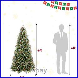 6 ft Prelit Artificial Christmas Tree Snow Frosted Pine Tree With 350 light