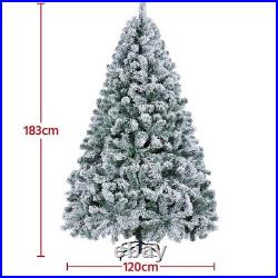 6ft/7.5ft/9ft Pre-Lighted Artificial Xmas Tree with Warm Lights & Foldable Stand