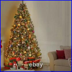 6ft/7.5ft Pre-lit Snow Dusted Artificial Christmas Tree withRed Berries and Lights