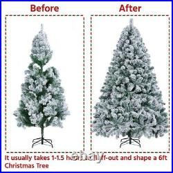 6ft/7.5ft Pre-lit Snow Frosted Artificial Christmas Tree with 250 Warm Light
