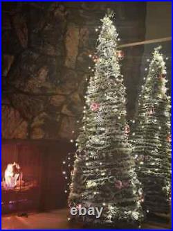 6ft Christmas Tree with 200LEDs Lights Snow Flocked Pop Up Xmas Tree Decoration