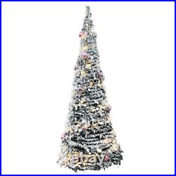 6ft Christmas Tree with 200LEDs Lights Snow Flocked Pop Up Xmas Tree Decoration