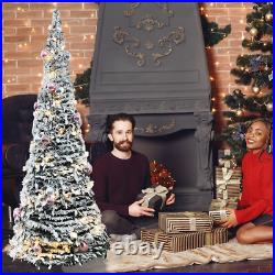 6ft Christmas Tree with 200LEDs Lights Snow Flocked Pop Up Xmas Tree Decoration