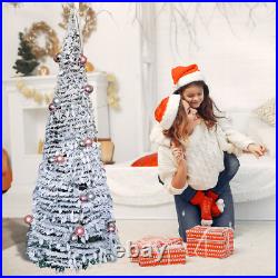 6ft Christmas Tree with 200LEDs Lights Snow Flocked Pop Up Xmas Tree Decoration