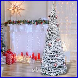 6ft Christmas Tree with 200LEDs Lights Snow Flocked Pop Up Xmas Tree Decoration