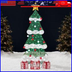 6ft Lighted Christmas Tree Outdoor Decor With 170 LED Lights Yard Decoration New