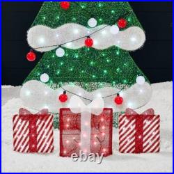 6ft Lighted Christmas Tree Outdoor Decor With 170 LED Lights Yard Decoration New