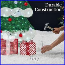 6ft Lighted Christmas Tree Outdoor Decor With 170 LED Lights Yard Decoration New