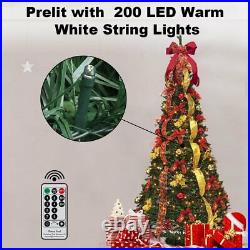 6ft Pop Up Christmas Tree Prelit with Lights Collapsible Pull Up Decor Tree Gift