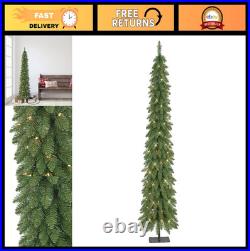 6ft Pre-Lit Alpine Pencil Christmas Tree 261 Tips, 100 Clear Lights, Holiday D