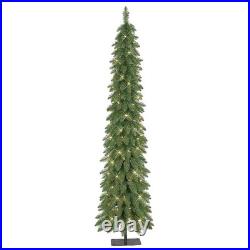 6ft Pre-Lit Alpine Pencil Christmas Tree 261 Tips, 100 Clear Lights, Holiday D