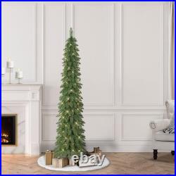 6ft Pre-Lit Alpine Pencil Christmas Tree 261 Tips, 100 Clear Lights, Holiday D