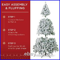 6ft Pre-Lit Artificial Christmas Tree Snow Covered With Stand & 250 Warm Lights