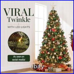 6ft Pre-Lit Artificial Christmas Tree with LED Twinkling Lights, Realistic Holid