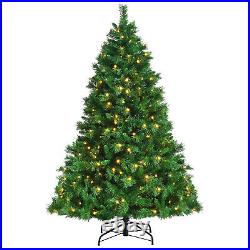 6ft Pre-Lit Artificial Hinged Christmas Tree with8 Modes LED Lights and Foot Pedal