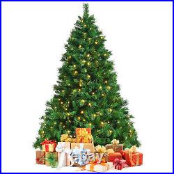 6ft Pre-Lit Artificial Hinged Christmas Tree with8 Modes LED Lights and Foot Pedal