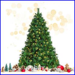 6ft Pre-Lit Artificial Hinged Christmas Tree with Foot Pedal and8 Modes LED Lights