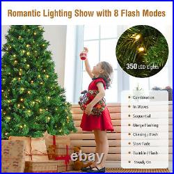 6ft Pre-Lit Artificial Hinged Christmas Tree with Foot Pedal and8 Modes LED Lights