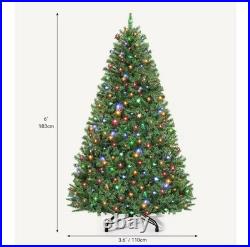 6ft Pre-Lit Christmas Tree 1000 Tips 250 Lights Spruce with Remote