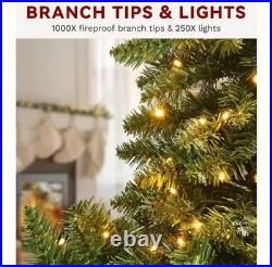 6ft Pre-Lit Christmas Tree 1000 Tips 250 Lights Spruce with Remote