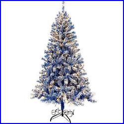 6ft Pre-Lit Hinged Snow Flocked Artificial Christmas Tree with 300 LED Lights