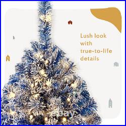 6ft Pre-Lit Hinged Snow Flocked Artificial Christmas Tree with 300 LED Lights