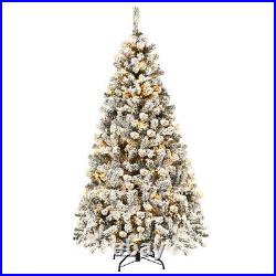 6ft Pre-Lit Premium Snow Flocked Hinged Artificial Christmas Tree with 250 Lights