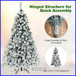 6ft Pre-Lit Premium Snow Flocked Hinged Artificial Christmas Tree with 250 Lights